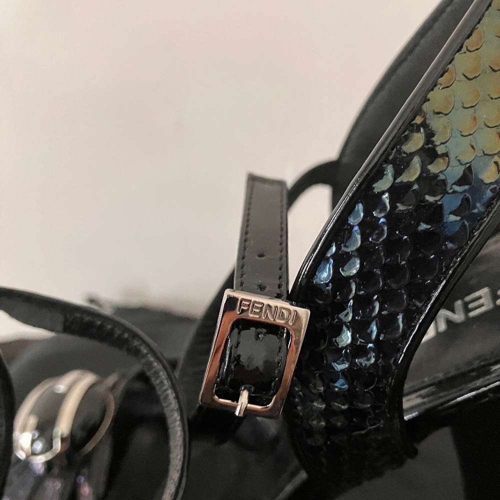 Fendi Iridescent Python-like Leather Slingbacks - Picture 14 of 15